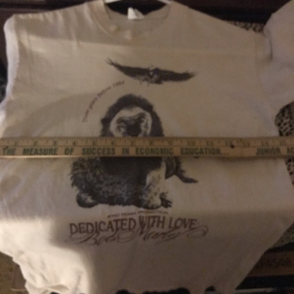 Vintage cream t-shirt 100% cotton Bob Marly lion logo, plain back short sleeve - Picture 6 of 14